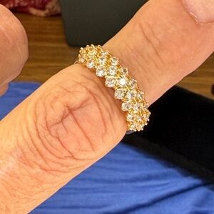 Elegant Gold Tone Crystal Ring